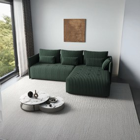 Colțar extensibil dumonde cu ladă de depozitare si sezut confortabil din spuma high-density, Malta Ambience Verde 235x185 cm