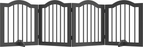 PawHut Barieră pentru câini barieră de protecție autoportantă cu picioare, barieră pliabilă pentru câini, 4 panouri, 208 x 29,5 x 61 cm, Negru | Aosom Romania