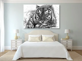 Tablou prădătorul animalelor în design alb-negru