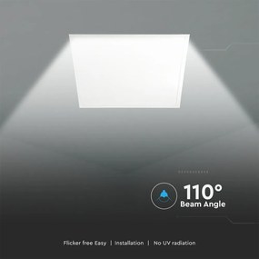 Panou LED incastrat 10219-VT, 36W, 595x595mm, 4320lm, lumina rece, alb, IP20, V-TAC