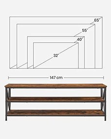 Comoda TV, Vasagle, Negru, 147x40x50 cm