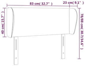 Tablie de pat cu aripioare gri inchis 83x23x78 88 cm catifea 1, Morke gra, 83 x 23 x 78 88 cm