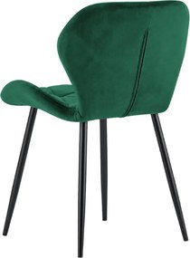 Scaun de masa MANGO VELVET cu picioare negre, verde inchis