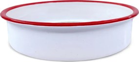 La mâna a doua: Tava de copt rotunda Oliver Voltz OV51222KR40, 40x6 cm, Otel emailat, Inductie, Alb/Rosu