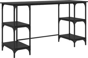 vidaXL Birou cu raft Stejar Negru 140 x 50 x 75 cm Lemn compozit