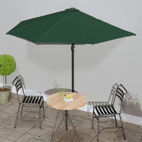Umbrela de soare de balcon, tija aluminiu, verde, 300x155 cm