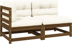 vidaXL Set mobilier grădină&perne 2 piese, maro miere lemn masiv pin