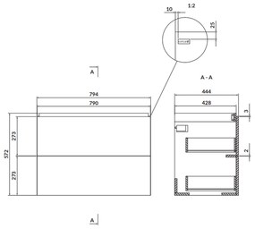 Dulap baie suspendat Cersanit Larga pentru lavoar 80, alb, montat Alb, 800 mm