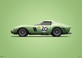 Ferrari 250 GTO - Green - 24h Le Mans - 1962 Reproducere, (70 x 50 cm)