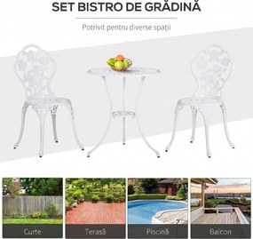 Outsunny Set de Gradina 3 Piese din Aluminiu cu 2 Scaune