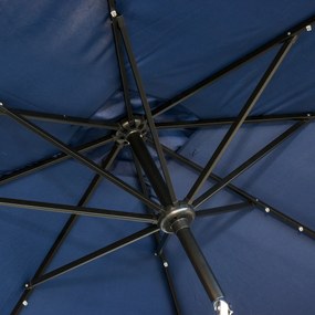 Outsunny Parasol de gradina Parasol drept 3 x 2 m luminos rectangular inclinabil cu LED solar otel poliester densitate mare albastru | Aosom Romania