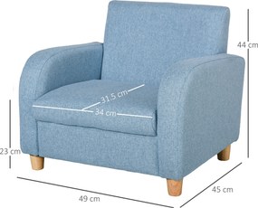 HOMCOM Scaun pentru Camera Copiilor în Material Textil Max. 65 kg 49x45x44cm Albastru | Aosom Romania