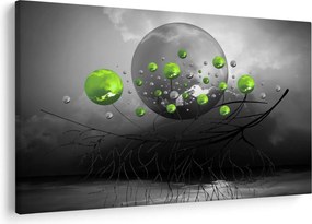Tabloul cu bile abstracte verzi (90x60 cm)