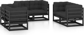vidaXL Set mobilier de grădină cu perne, 6 piese, lemn masiv de pin