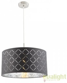 Lustra eleganta cu abajur din tesatura gri cu argintiu, Kidal 40cm 15228H GL