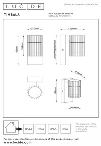 Lucide 11840/01/30 - Aplica de perete pentru exterior TIMBALA 1xGU10/7W/230V IP44