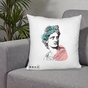 Perna Decorativa Bust Grec Vaporwave, 40x40 cm, Alb Pufos, Husa Detasabila, Perna Inclusa, BEKZ®