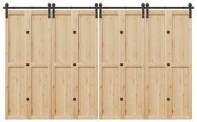 vidaXL Set feronerie pentru uși glisante, negru, 366 cm, oțel