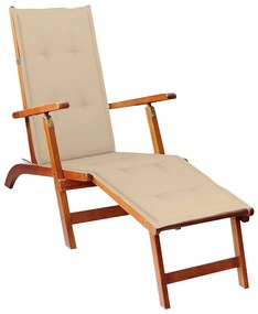 vidaXL Șezlong exterior, suport picioare și pernă, lemn masiv acacia