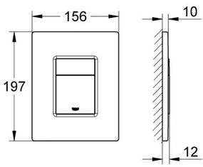 GROHE 38732P00 - Plăcuță de acționare pentru WC SKATE COSMOPOLITAN 156 × 197 mm crom