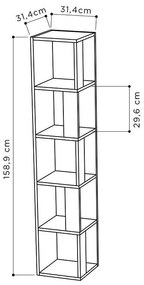 Bibliotecă colț Raphael 31x31x159cm