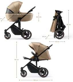 Cărucior de copii combinat 3 în 1 KINDERKRAFT SELECT PRIME 2 Premium Sandrose bej