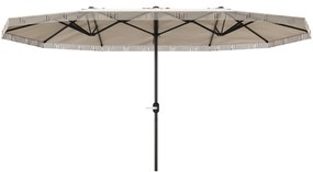 Outsunny Umbrelă de Grădină cu Două Fețe și Mâner cu Manivelă Ușor de Utilizat, 450x265x260 cm, Alb Crem | Aosom Romania