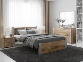 Pat de o persoana IKAROS 90 x 200 cm, stejar artisan/gri Saltele: Fara saltea, Somiera pat: Fara somiera