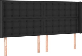 vidaXL Tăblie de pat cu aripioare, negru, 163x16x118/128 cm, piele eco