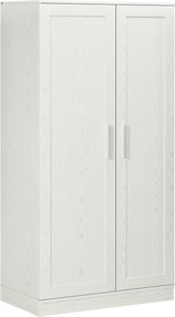 HOMCOM Dulap Cămară de Bucătărie Înalt, cu 2 Uși și Rafturi Reglabile, pentru Dining și Living, 80x43x160 cm, Alb cu Efect de Lemn | Aosom Romania