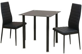 vidaXL Set masă și scaune de bucătărie, negru, 3 piese