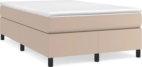 vidaXL Pat box spring cu saltea, cappuccino, 120x200cm piele ecologică
