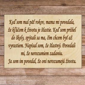 Însemn din lemn cu textul - Cheia vieții | SENTOP