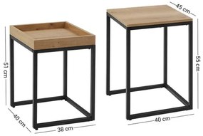 Set de 2 măsuțe laterale ELDUR maro/negru