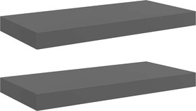 vidaXL Rafturi de perete, 2 buc., gri extralucios, 50x23x3,8 cm, MDF
