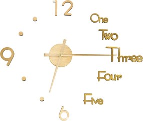 vidaXL Ceas de perete 3D, auriu, 100 cm, XXL, design modern