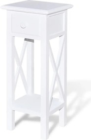 vidaXL Masă laterală cu sertar, alb