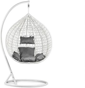 Scaun suspendat alb KOKON cu suport, perna gri