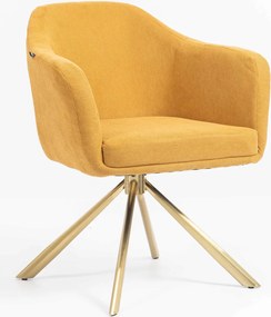 HR832 BAZĂ STEA Scaun Catifea Reiată Premium culoare Curry Galben cu Bază Aurie