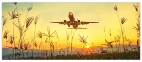 Tablou cu avionul ridicându-se spre zbor (120x50 cm)