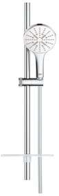 Set dus crom cu bara, para dus rotunda alba si furtun Grohe Rainshower Smartactive 130