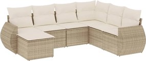 vidaXL Set canapele de grădină, 7 piese, cu perne, bej, poliratan