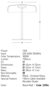 Veioza, Lampa de podea design modern LED DECO negru/ fumuriu