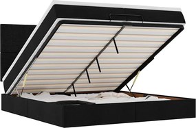 vidaXL Cadru de pat otoman cu saltele, țesătură neagră 200x200cm