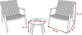 Set mobilier de grădină 3 piese Avenberg BORNEO