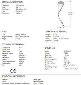 Lustra LED XXL casa scarii design modern decorativ Aquaria 12L crom