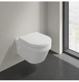 Set vas WC rimless suspendat, Villeroy&amp;Boch Architectura, DirectFlush, capac inchidere lenta, Alb Alpin CeramicPlus, 5684HRR1