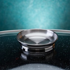 Roaster Oliver Voltz OV54323C28A, 28 cm, 6.5 L, Capac din sticla, Finisaj marmura, Inductie, Negru