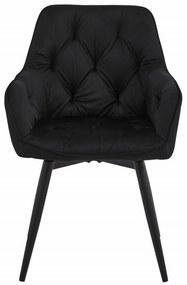 JAKS Scaun de bucătărie pivotant velur negru Jork