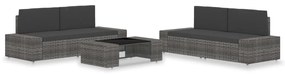 vidaXL Set mobilier de grădină, 5 piese, gri, poliratan